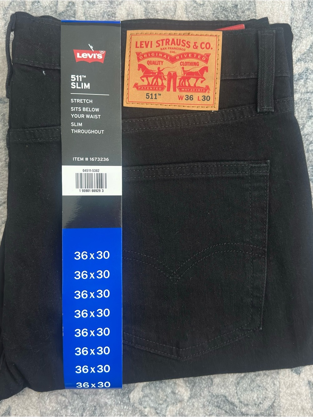 Levi's NWT Men's 511 Slim Jeans in Black Size 36x30